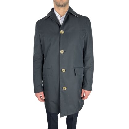 Aquascutum - Elegant Navy Blue Single-Breasted Trench Coat