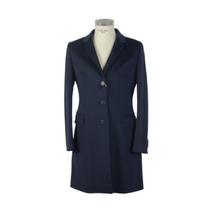 Made in Italy - Elegant Italian Wool Coat in Lustrous Blue