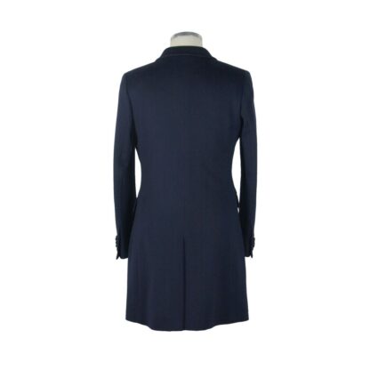 Made in Italy - Elegant Italian Wool Coat in Lustrous Blue