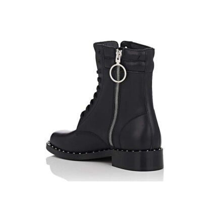 Off-White - Studded Calfskin Lace-Up Ankle Boots