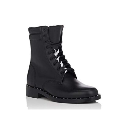 Off-White - Studded Calfskin Lace-Up Ankle Boots