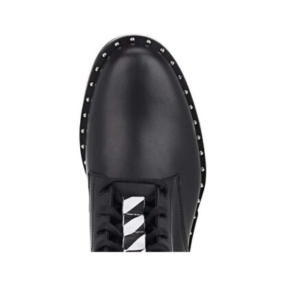 Off-White - Studded Calfskin Lace-Up Ankle Boots