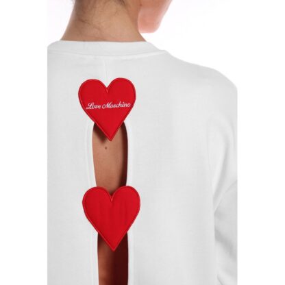 Love Moschino - Embroidered Heart Back Slit Cotton Sweater