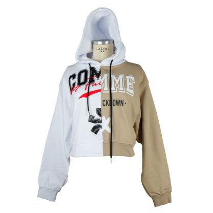 Comme Des Fuckdown - Chic Two-Tone Graphic Hooded Sweatshirt