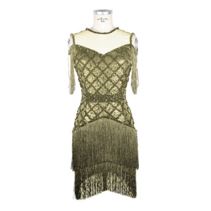 Elisabetta Franchi - Glamorous Gold Fringed Sleeveless Dress