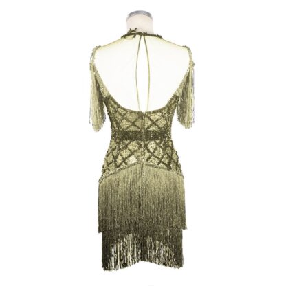 Elisabetta Franchi - Glamorous Gold Fringed Sleeveless Dress