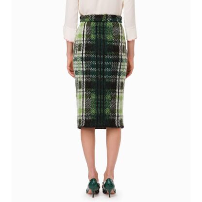 Elisabetta Franchi - Chic Tartan Knit Skirt in Lush Green