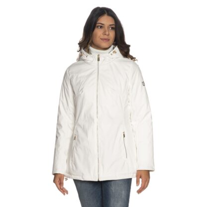 Yes Zee - Chic White Hooded Down Jacket for Women