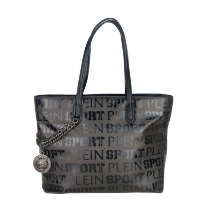 Plein Sport - Sleek Black Designer Shopping Bag with Logo Print