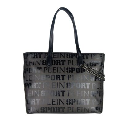 Plein Sport - Sleek Black Designer Shopping Bag with Logo Print