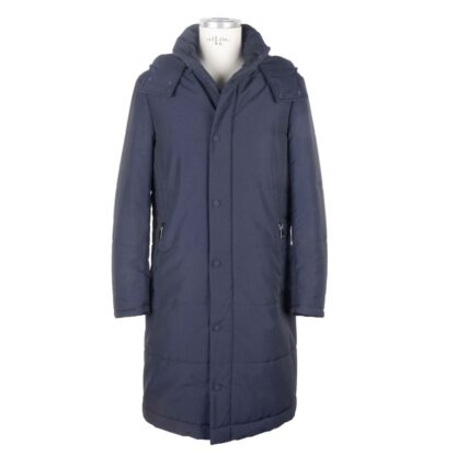 Made in Italy - Blue Wool Men Raincoat