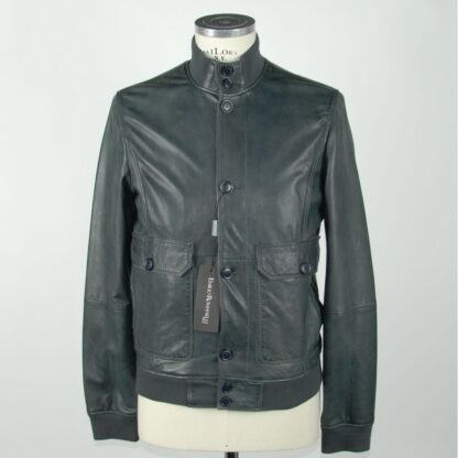 Emilio Romanelli - Elegant Blue Leather Jacket for Men