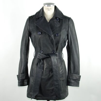 Emilio Romanelli - Blue Leather Women's Trench Coat