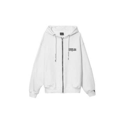 Comme Des Fuckdown - Elegant White Hooded Sweatshirt with Logo Print