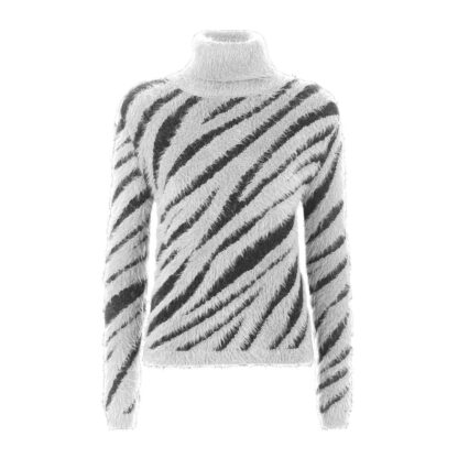 Imperfect - Chic High Collar Stripe Sweater