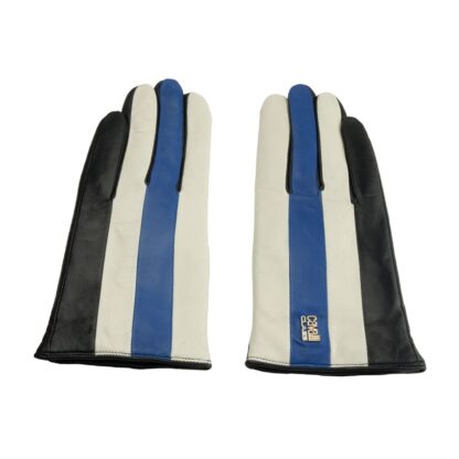 Cavalli Class - Elegant Black and Blue Lambskin Gloves