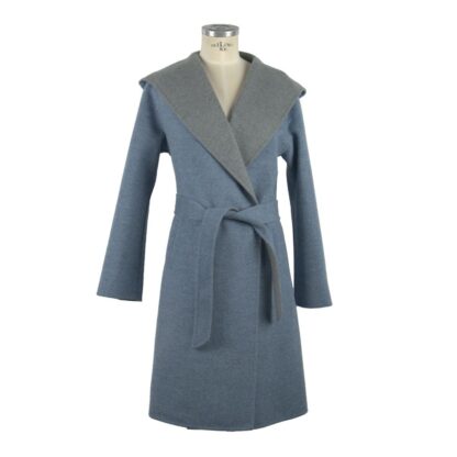 Made in Italy - Italian Elegance Two-Tone Wool Coat with Hood