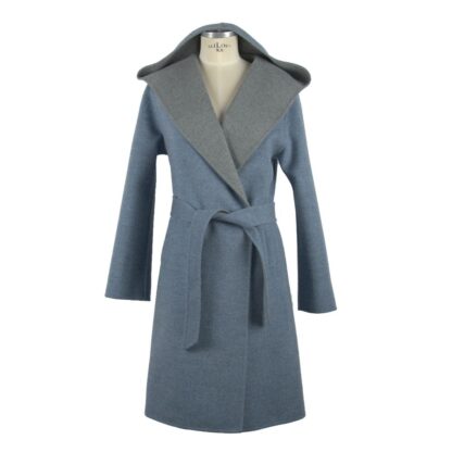 Made in Italy - Italian Elegance Two-Tone Wool Coat with Hood