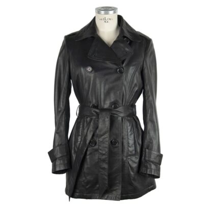 Emilio Romanelli - Black Leather Women Coat