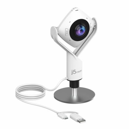 j5create JVCU360 360° All Around Webcam, 1080p Video Capture Resolution, White and Black - Webcam JVCU360-N