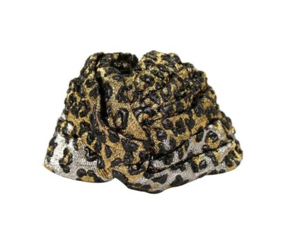 Gucci - Gold Silver Metallic Leopard Print Turban Headband