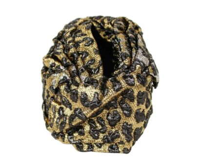 Gucci - Gold Silver Metallic Leopard Print Turban Headband