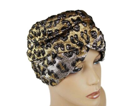 Gucci - Gold Silver Metallic Leopard Print Turban Headband