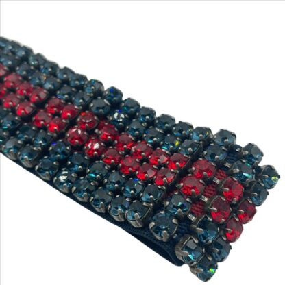 Gucci - Gucci Women's Blue/Red Web Elastic Headband with Crystals