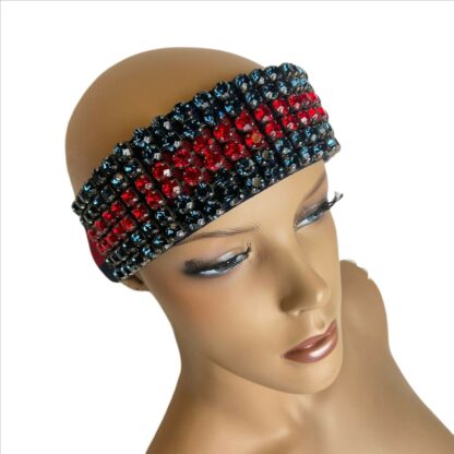 Gucci - Gucci Women's Blue/Red Web Elastic Headband with Crystals