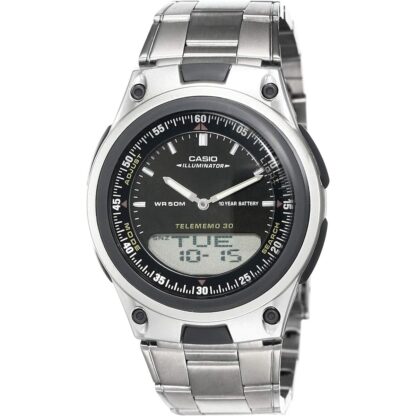 Ανδρικά Ρολόγια Casio ILLUMINATOR TELEMEMO 30 Μαύρο Ασημί (Ø 40 mm)