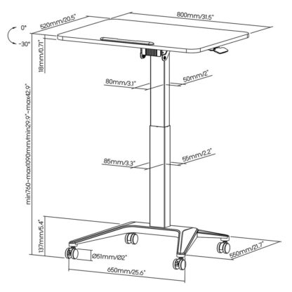 Γραφείο MacLean MC-453B Μαύρο Χάλυβας 80 x 52 cm