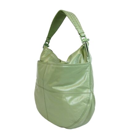 Bottega Veneta - Bottega Veneta Women Green Leather Hobo Woven Detail Bag