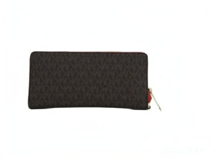 Michael Kors - Jet Set Large Continental Travel Clutch Wristlet Wallet (Brown Signature/Flame)