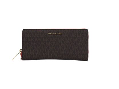 Michael Kors - Jet Set Large Continental Travel Clutch Wristlet Wallet (Brown Signature/Flame)