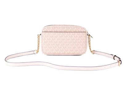 Michael Kors - Jet Set Travel Medium Signature PVC Pocket Camera Bag Crossbody Handbag (Powder Blush Multi Signature)