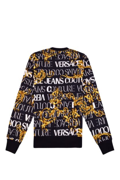 Versace Jeans - Black and Gold Cotton Logo Details Sweatshirt