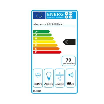 Mepamsa Secret 60 - Συμβατικός Απορροφητήρας SECRET cm 69 dB 540 m³/h Ανοξείδωτο ατσάλι