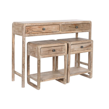 Console Home ESPRIT Ξύλο Τικ Ανακυκλωμένο ξύλο 121 x 35 x 88 cm (3 Τεμάχια)