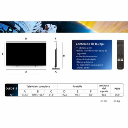 Smart TV Philips 77OLED819/12 4K Ultra HD 77" HDR HDR10 OLED AMD FreeSync NVIDIA G-SYNC Dolby Vision