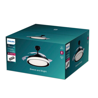 Ανεμιστήρας Οροφής με Φως Philips Atlas Μαύρο 35 W 28 W 4500 Lm (2700 K)