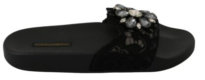 Dolce & Gabbana - Elegant Floral Lace Sandals with Crystals