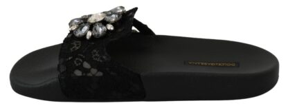 Dolce & Gabbana - Elegant Floral Lace Sandals with Crystals