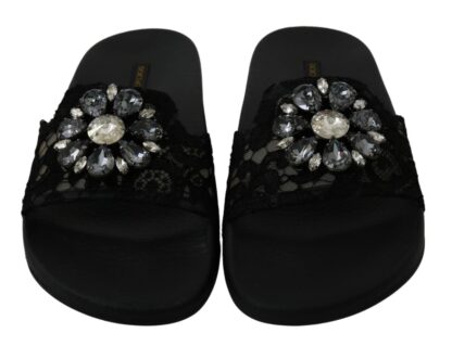 Dolce & Gabbana - Elegant Floral Lace Sandals with Crystals