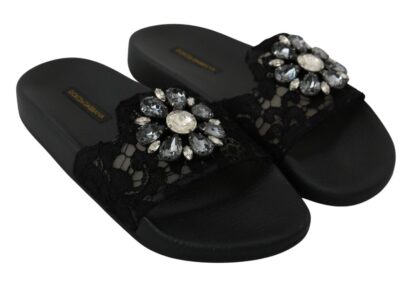 Dolce & Gabbana - Elegant Floral Lace Sandals with Crystals