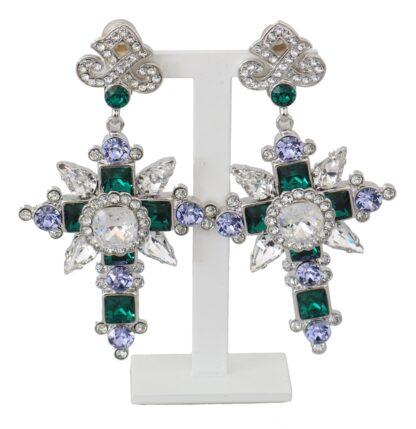 Dolce & Gabbana - Elegant Silver Cross Clip-on Earrings