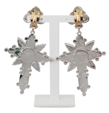 Dolce & Gabbana - Elegant Silver Cross Clip-on Earrings