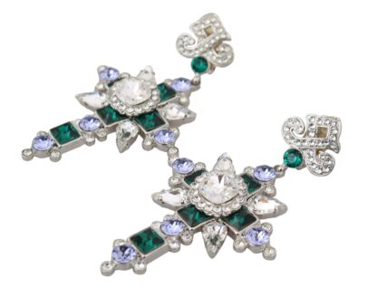 Dolce & Gabbana - Elegant Silver Cross Clip-on Earrings