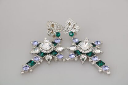 Dolce & Gabbana - Elegant Silver Cross Clip-on Earrings