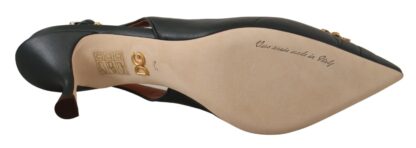 Dolce & Gabbana - Devotion Leather Slingback Pumps - Elegant Green Heels