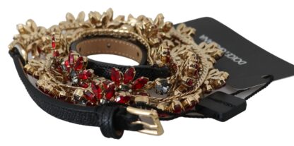 Dolce & Gabbana - Elegant Crystal-Embellished Leather Belt